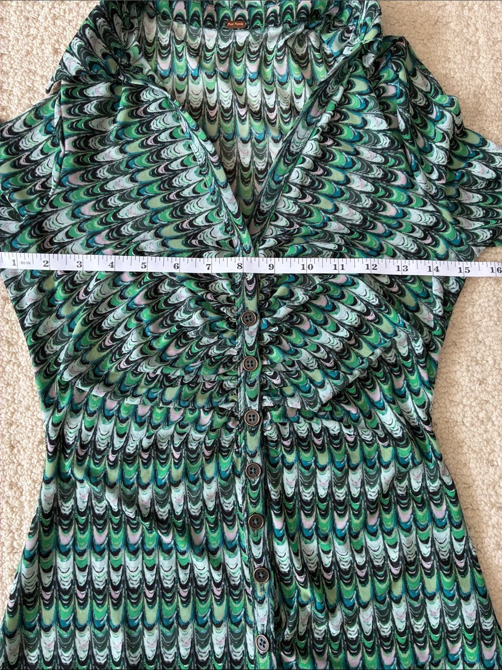 Free People Women's Lucky Shirtee Green Print Button Up Shirt Size XS/S - Picture 8 of 11